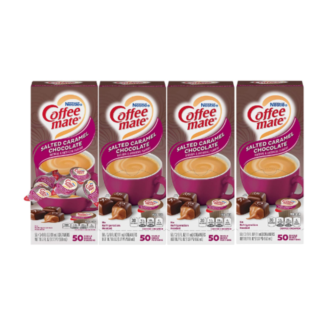 Nestle Coffee mate Coffee Creamer, Salted Caramel Chocolate, 50 Count - Pack of 4