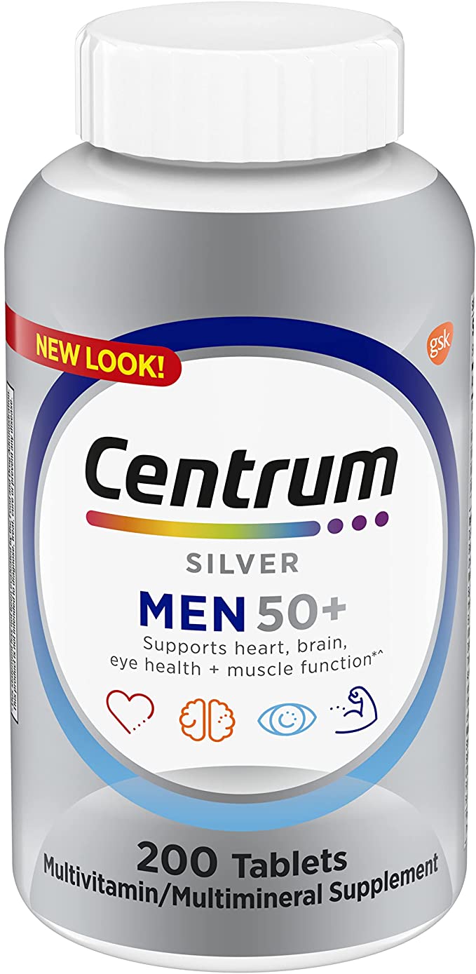 Centrum Silver Multivitamin for Men 50 Plus and Mineral Supplement Tablets, 200 Ct