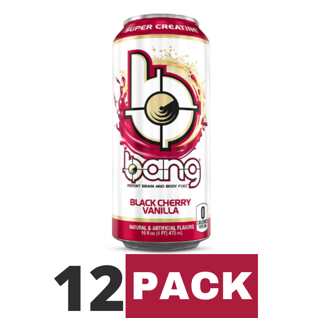 Bang Black Cherry Vanilla Energy Drink, Sugar Free with Super Creatine 16 Ounce - Pack of 12