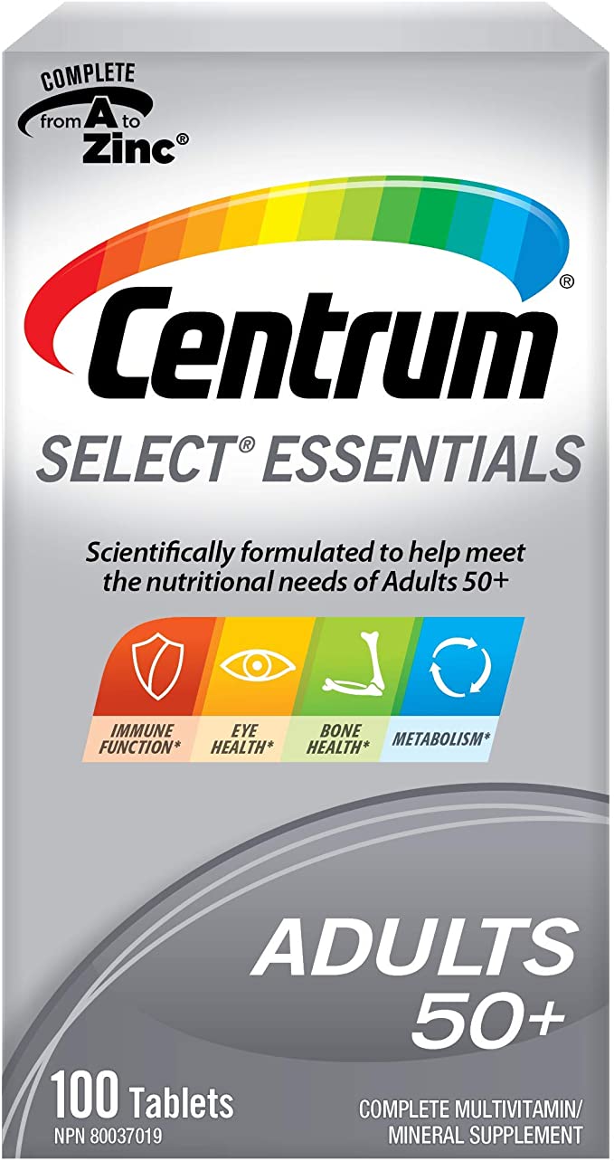 Centrum Select Essentials, Complete Multivitamin & Mineral Supplement, Adults 50+, 100 Tablets