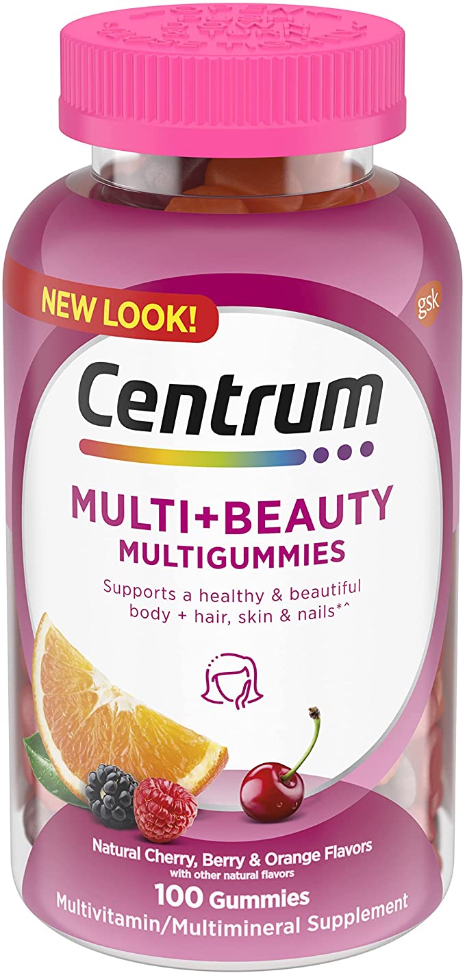 Centrum Multigummies + Beauty Gummy Multivitamin for Women, Fruit, 100 Count