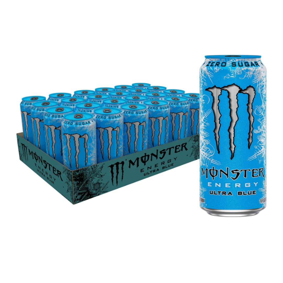 Monster Energy Ultra Blue, Sugar Free Energy Drink 16 Ounce - Pack of 24