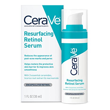 CeraVe Resurfacing Brightening Facial Serum with Retinol Fragrance Free & Non-Comedogenic - 1Oz