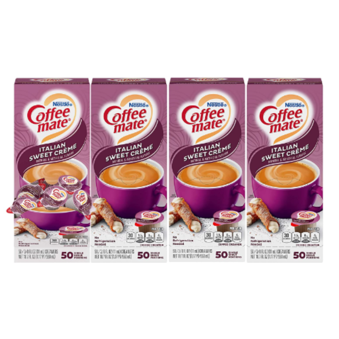 Nestle Coffee mate Coffee Creamer, Italian Sweet Crème, 50 Count - Pack of 4