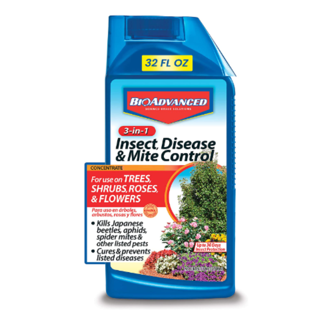 BIOADVANCED 701285B 3 in 1 Disease and Mite 3-in-1 Insect Disease & Mite Control Concentrate, 32 Ounce