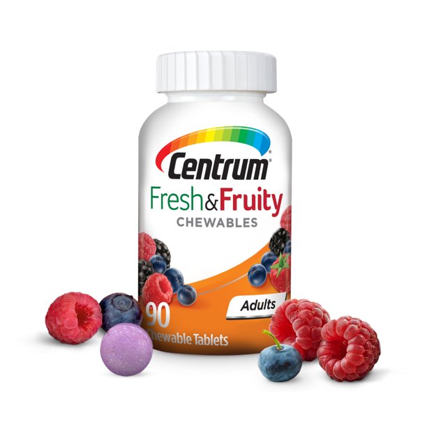 Multivitamin for Men & Women by Centrum, Adult Multimineral Supplement, Fresh Fruity Chewables, Mixed Berry, 90 Count