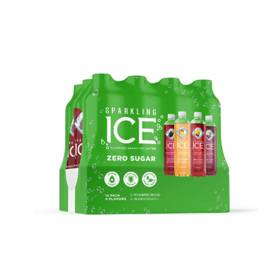 Sparkling Ice Green Variety Pack, Zero Sugar Sparkling Water, with Vitamins and Antioxidants, 17 fl oz - 12 count (Black Raspberry, Orange Mango, Black Cherry, Fruit Punch)