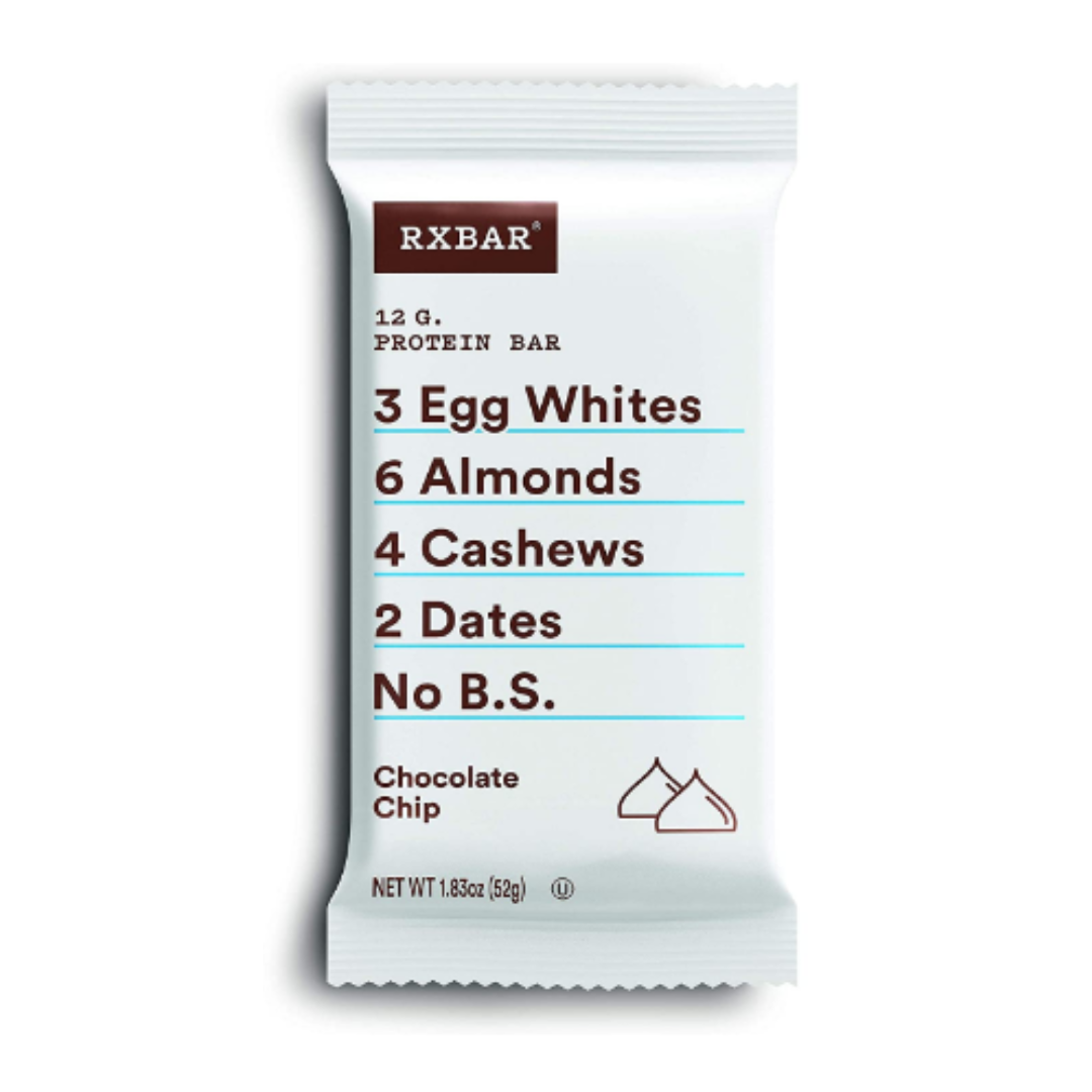 RXBAR, Chocolate Chip, Protein Bar, High Protein Snack, Gluten Free, 1.83 Ounce - Pack of 12