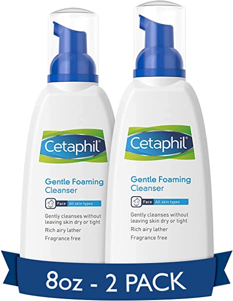 Cetaphil Oil Free Gentle Foaming Cleanser For Dry to Normal, Sensitive Skin - 8oz (Pack of 2)