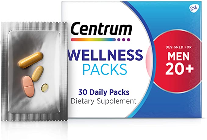 Centrum Wellness Daily Vitamins for Men in Their 20s Men's Vitamins with Complete Multivitamin, Vitamin Bcomplex, Vitamin D3 25mcg Turmeric Complex