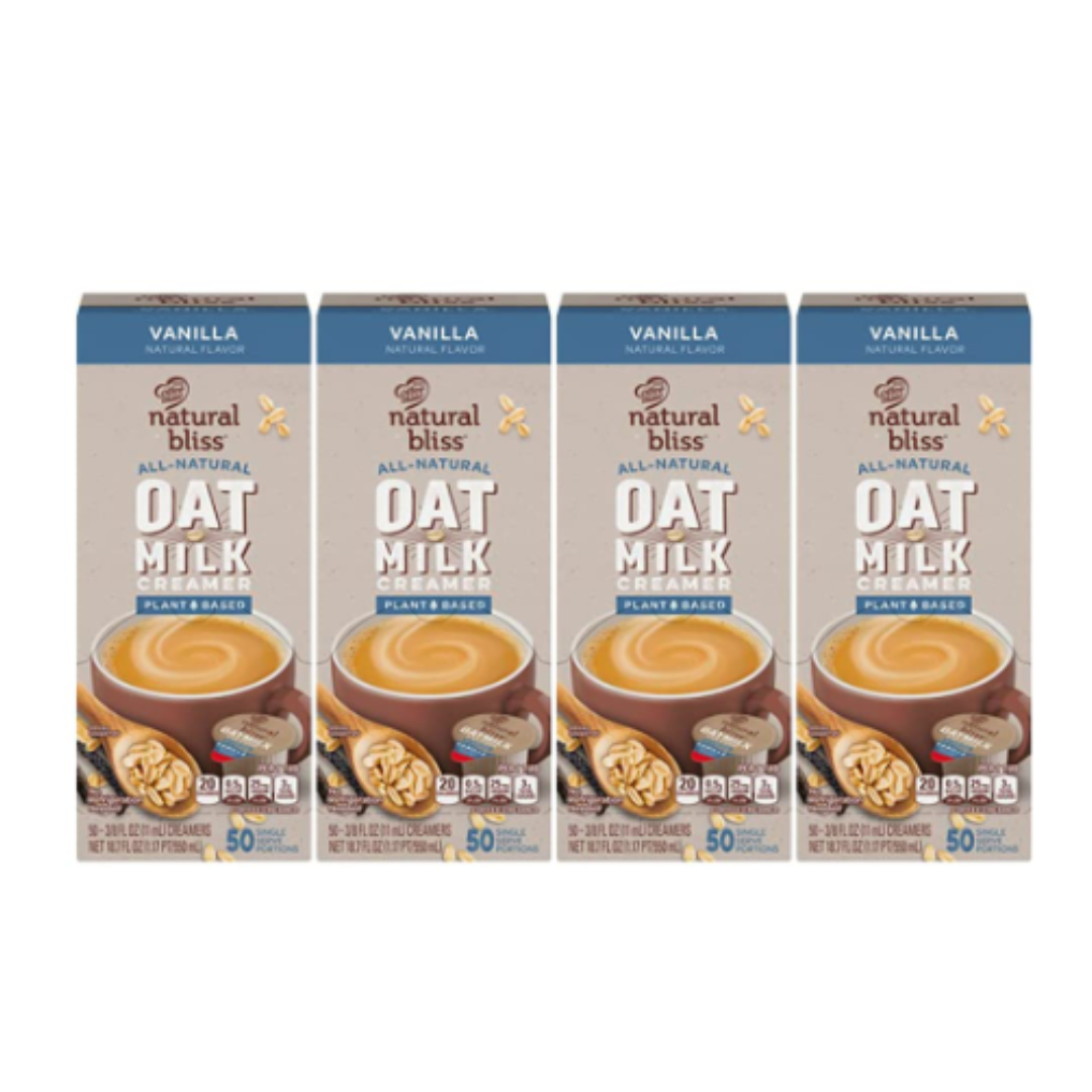 Nestle Coffee mate Natural Bliss Oat Milk Coffee Creamer, Vanilla Flavor, 50 Count - Pack of 4