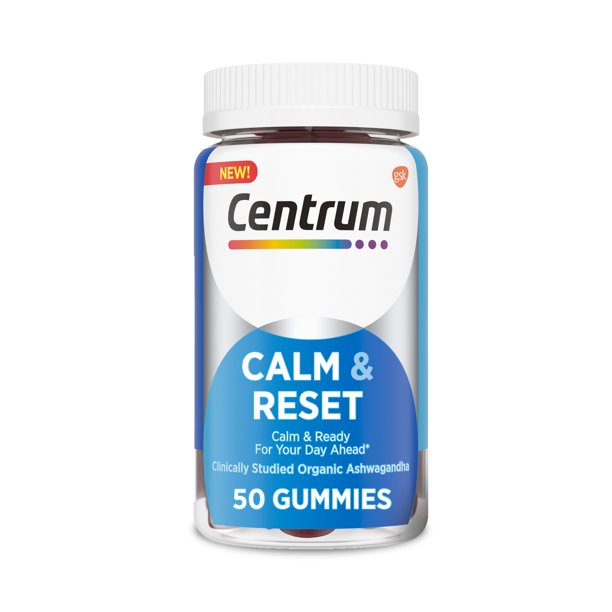 Centrum Calm & Reset, Calm Gummies with KSM-66 Ashwagandha, Vitamin B12 and Vitamin B6 Adult Gummies 50 ct