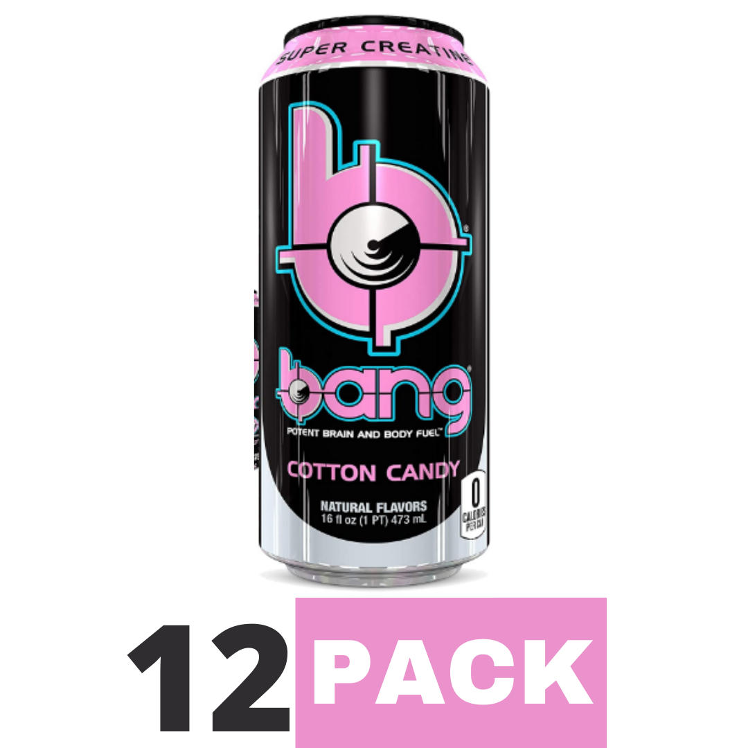 Bang Cotton Candy Energy Drink, Sugar Free with Super Creatine 16 Ounce - Pack of 12