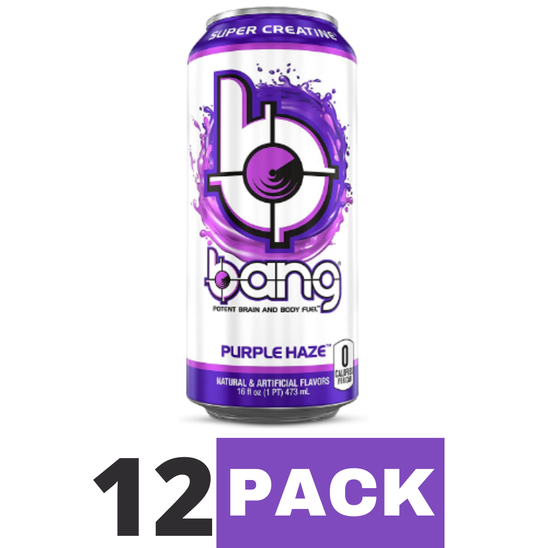Bang Purple Haze Energy Drink, Sugar Free with Super Creatine 16 Ounce - Pack of 12