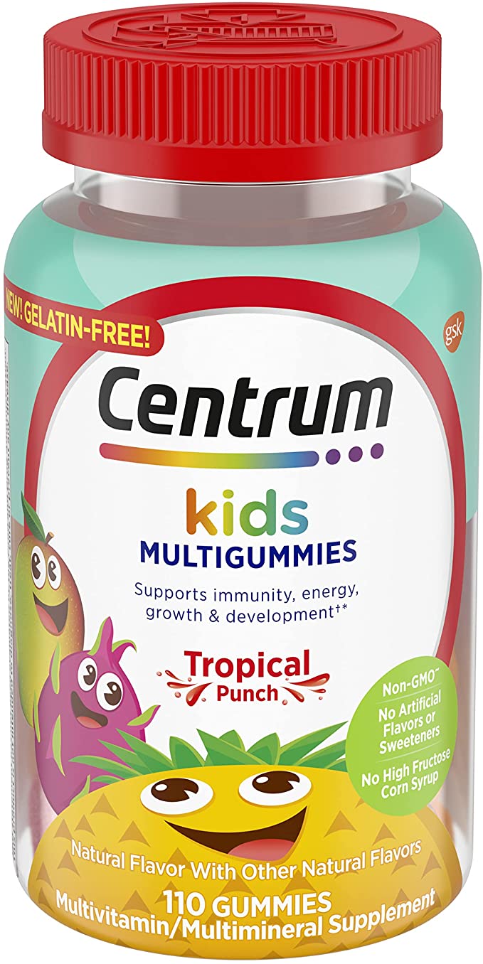 Centrum Kids Multivitamin Gummies for Immune Support, Energy, Growth and Development, Tropical Punch Flavor Made with Natural Flavors - 110 Count