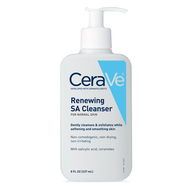 CeraVe SA Cleanser  Salicylic Acid Face Wash with Hyaluronic Acid, Niacinamide & Ceramides BHA Exfoliant for Face - 8 Ounce