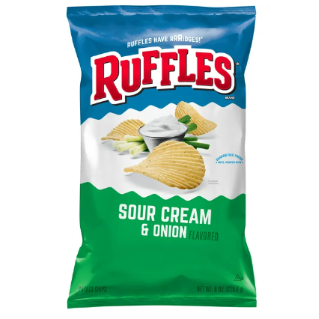 Ruffles 8 Ounce Potato Chips Sour Cream & Onion