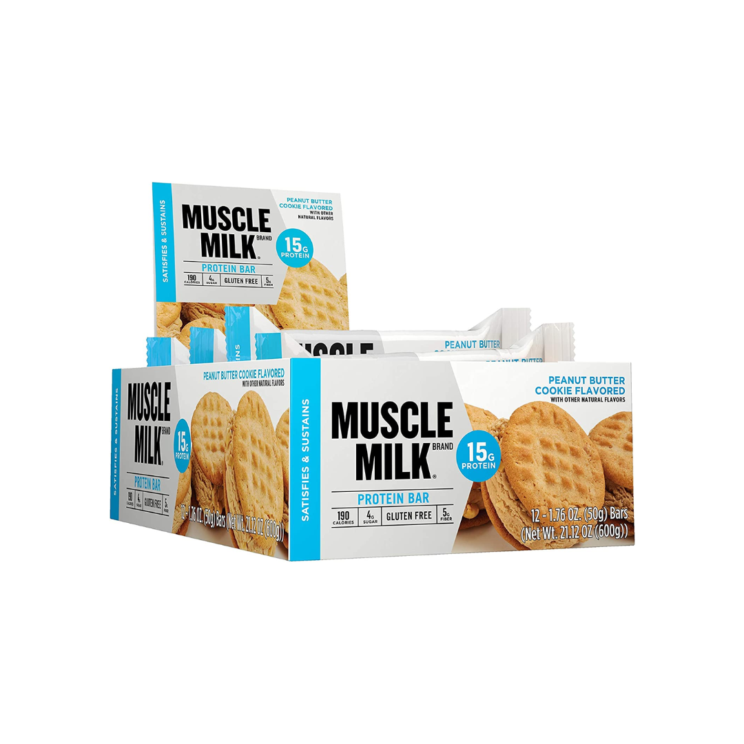 Muscle Milk Protein Bar, Peanut Butter Cookie, 1.76 Ounce - Pack of 12