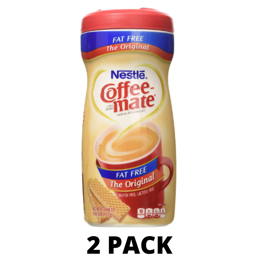 Nestle Coffee Mate Fat Free Original Powdered Coffee Creamer 16 Ounce - Pack of 2