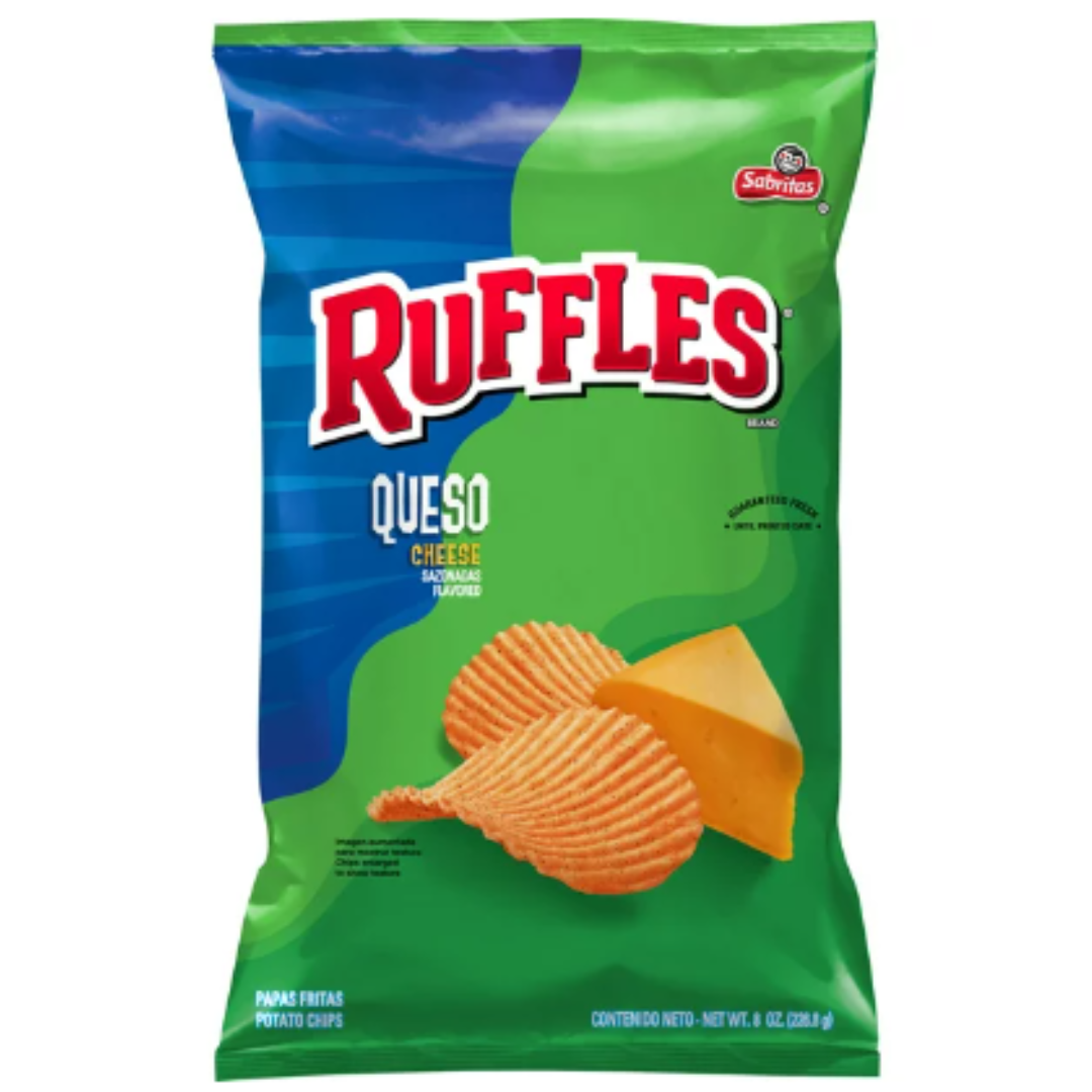 Ruffles Potato Chips Queso Cheese Flavored 8 Ounce