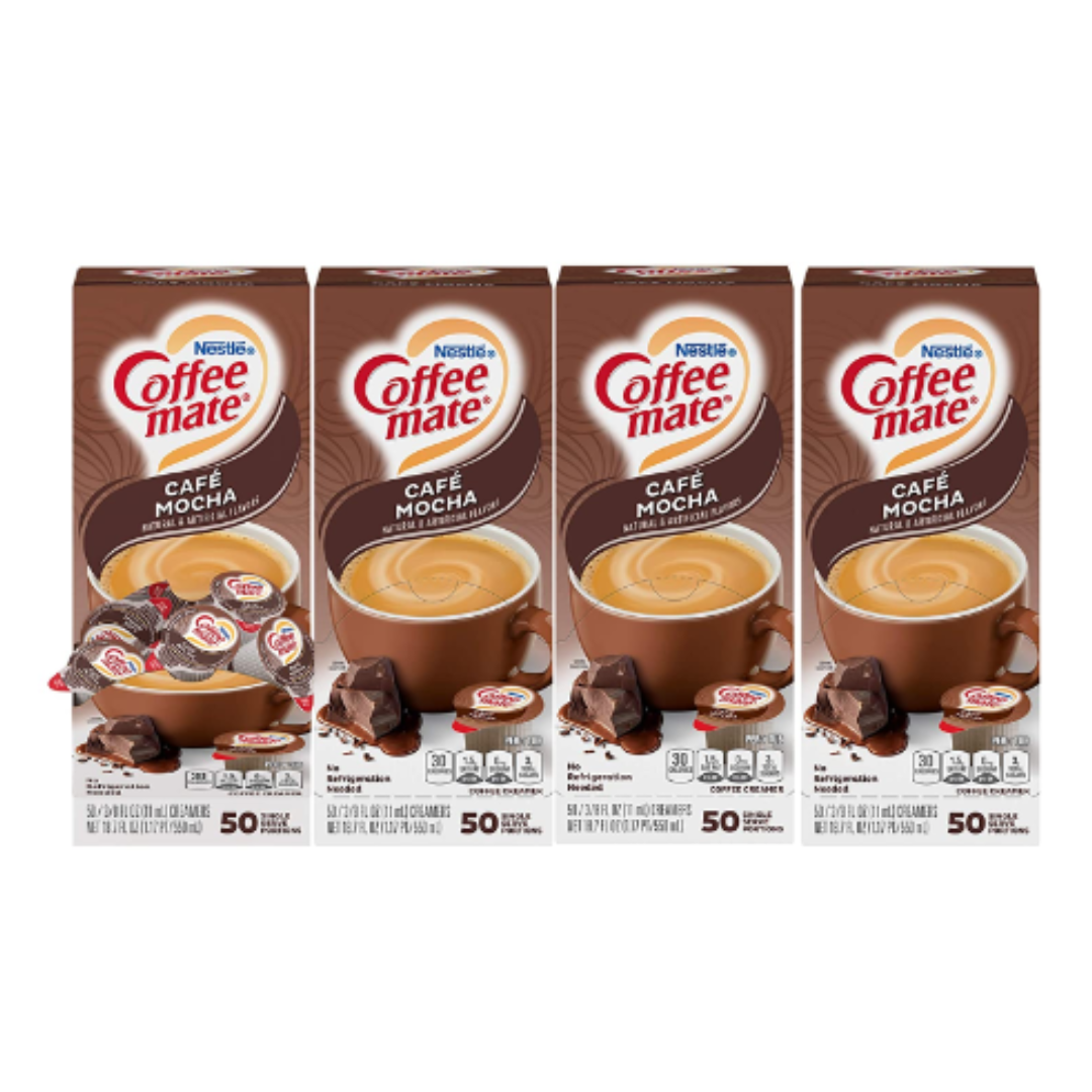 Nestle Coffee mate Coffee Creamer, Cafe Mocha, 50 Count - Pack of 4