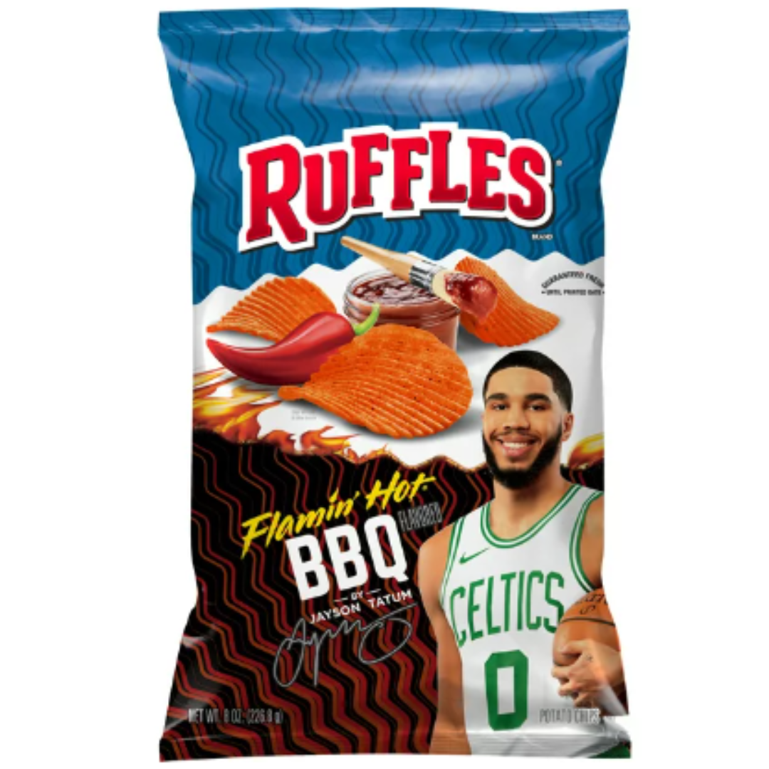 Ruffles Flamin' Hot BBQ Flavored Potato Chips, 8 Ounce