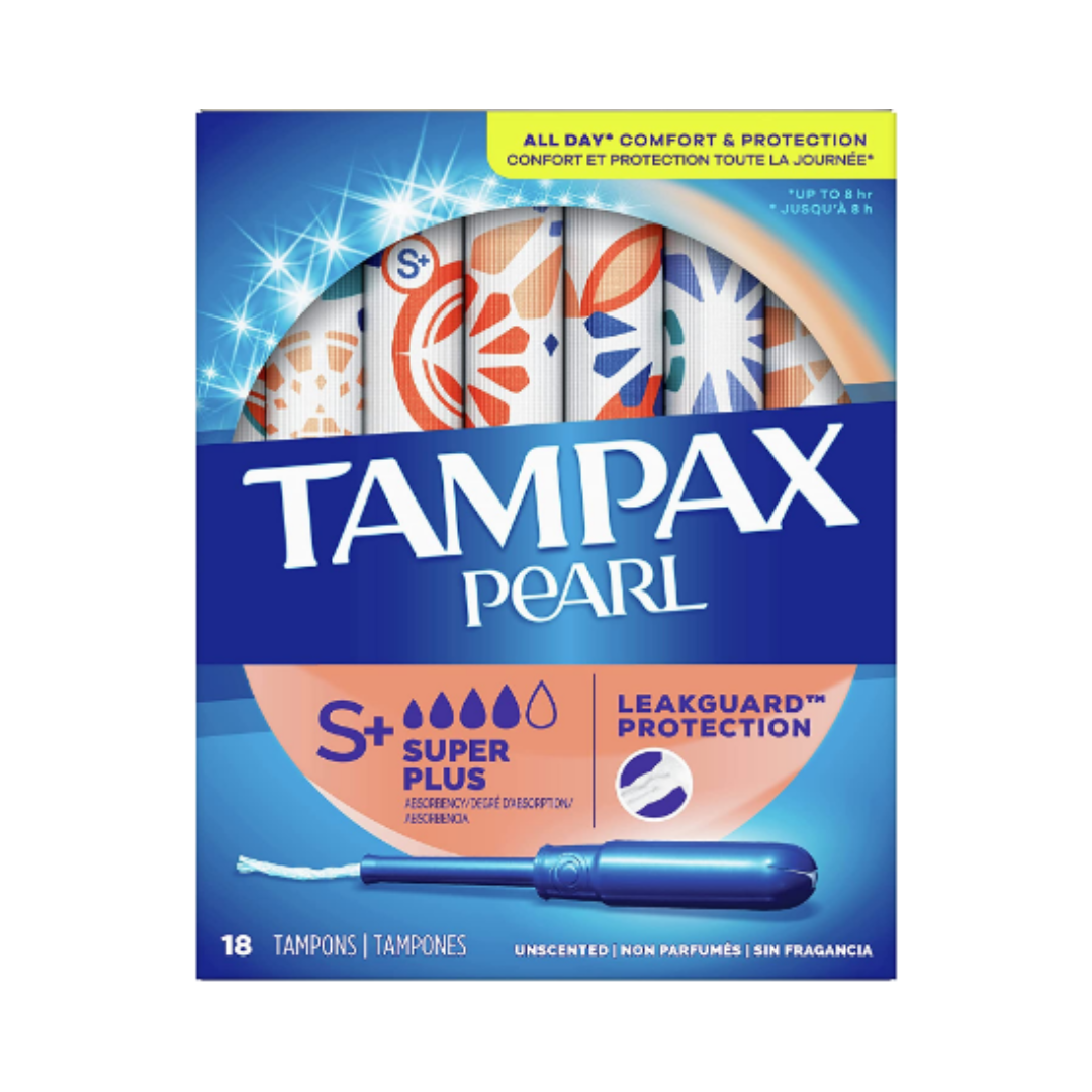 Tampax Pearl Tampons with Plastic Applicator Super Plus Absorbency, Unscented - 18 Count