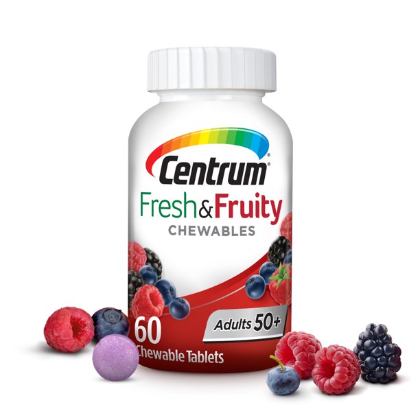 Multivitamin for Men & Women by Centrum, Adult Multimineral Supplement, Fresh Fruity Chewables, Mixed Berry, 60 Count