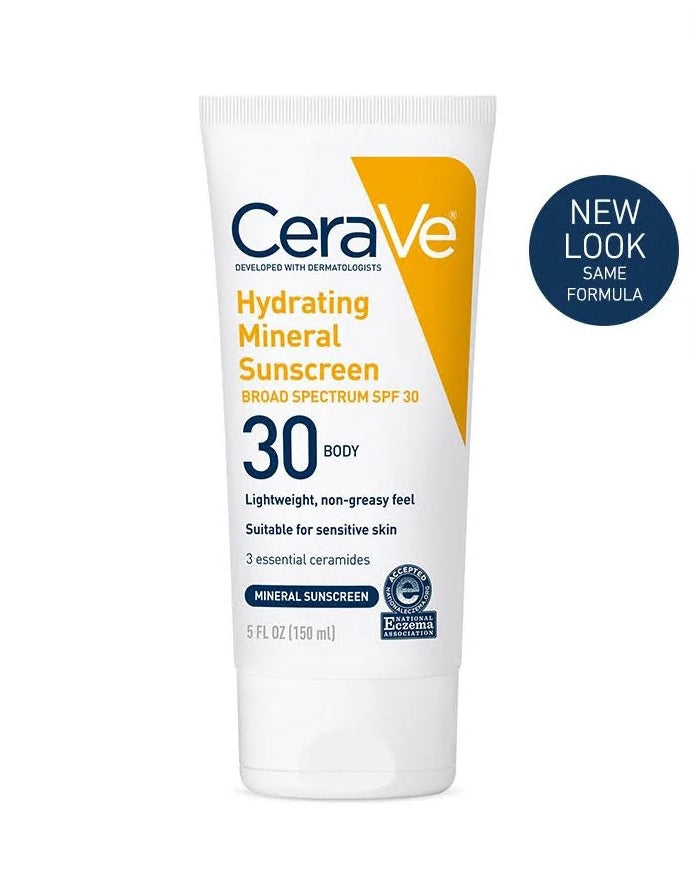 CeraVe Hydrating Mineral Sunscreen Body Lotion, 5 Oz - with Broad Spectrum SPF 30