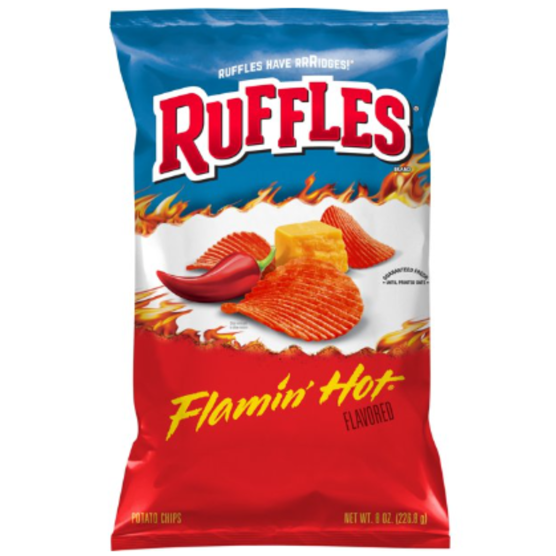 Ruffles Potato Chips Flamin' Hot Flavored 8 Ounce