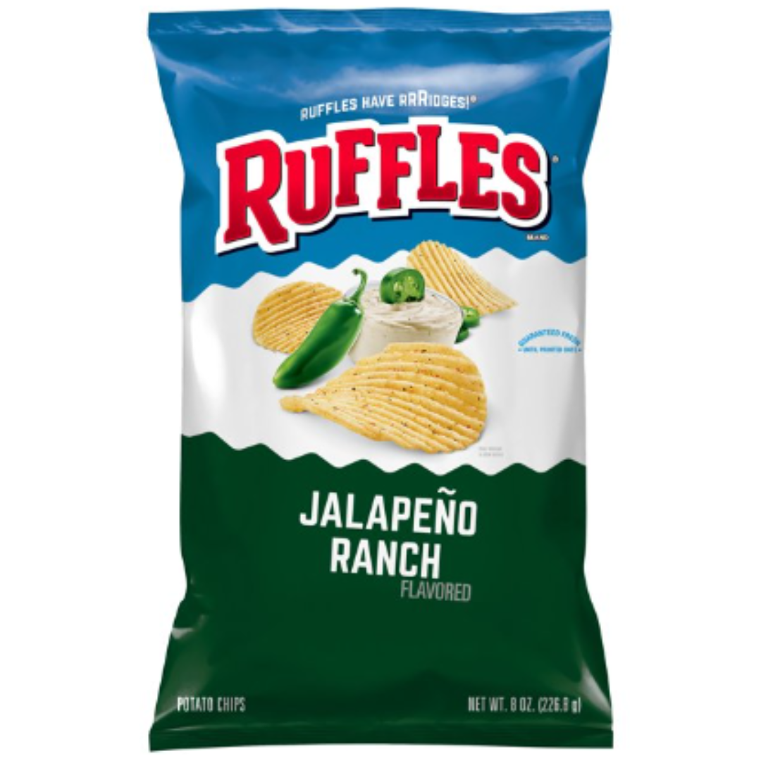 Ruffles Potato Chips Jalapeno Ranch Flavored 8 Ounce