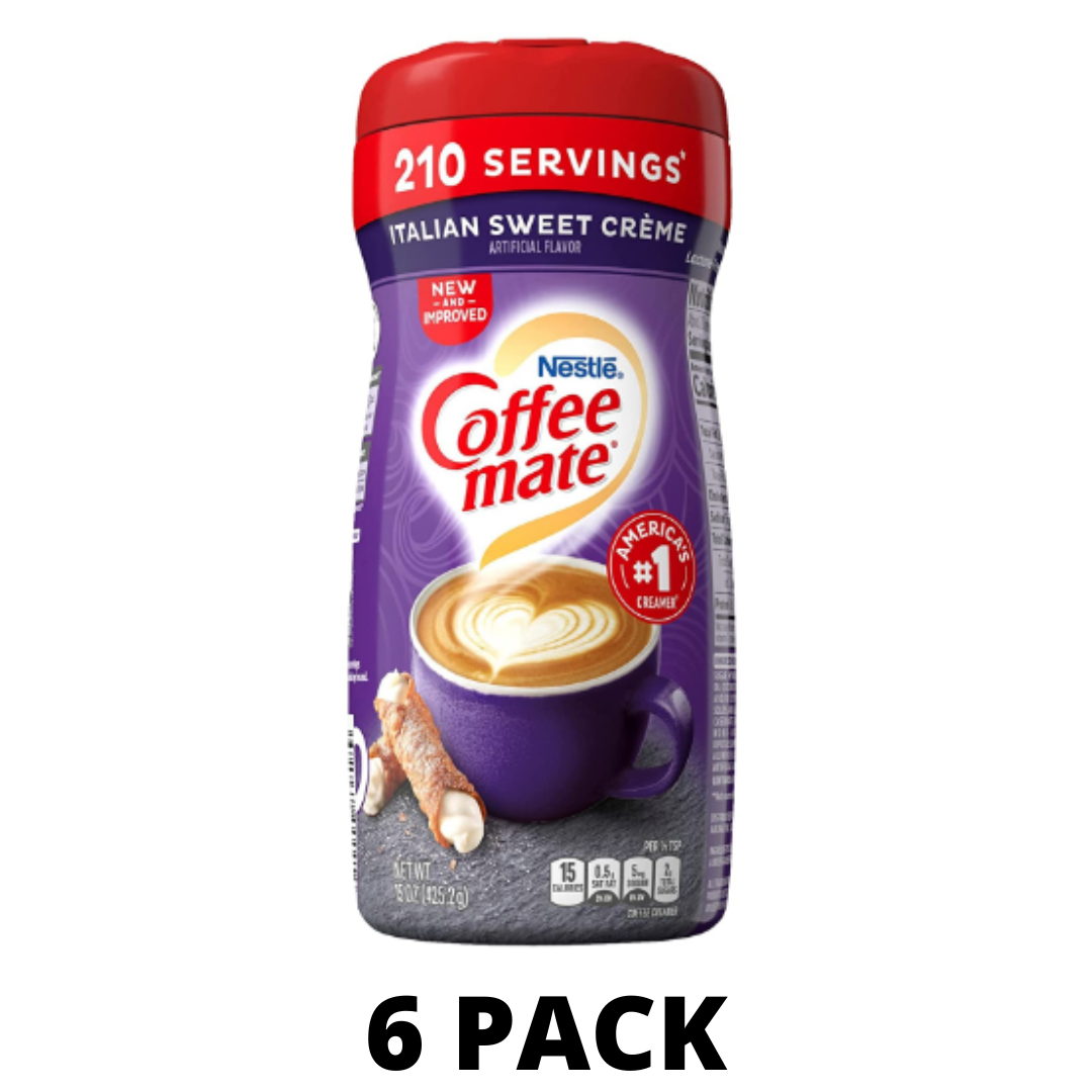 NESTLE COFFEE MATE Italian Sweet Creme Powder Coffee Creamer 15 Ounce - Pack of 6