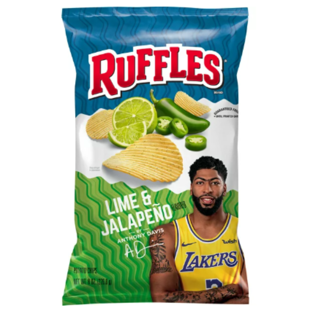 Ruffles Potato Chips Lime & Jalapeno Flavored 8 Ounce