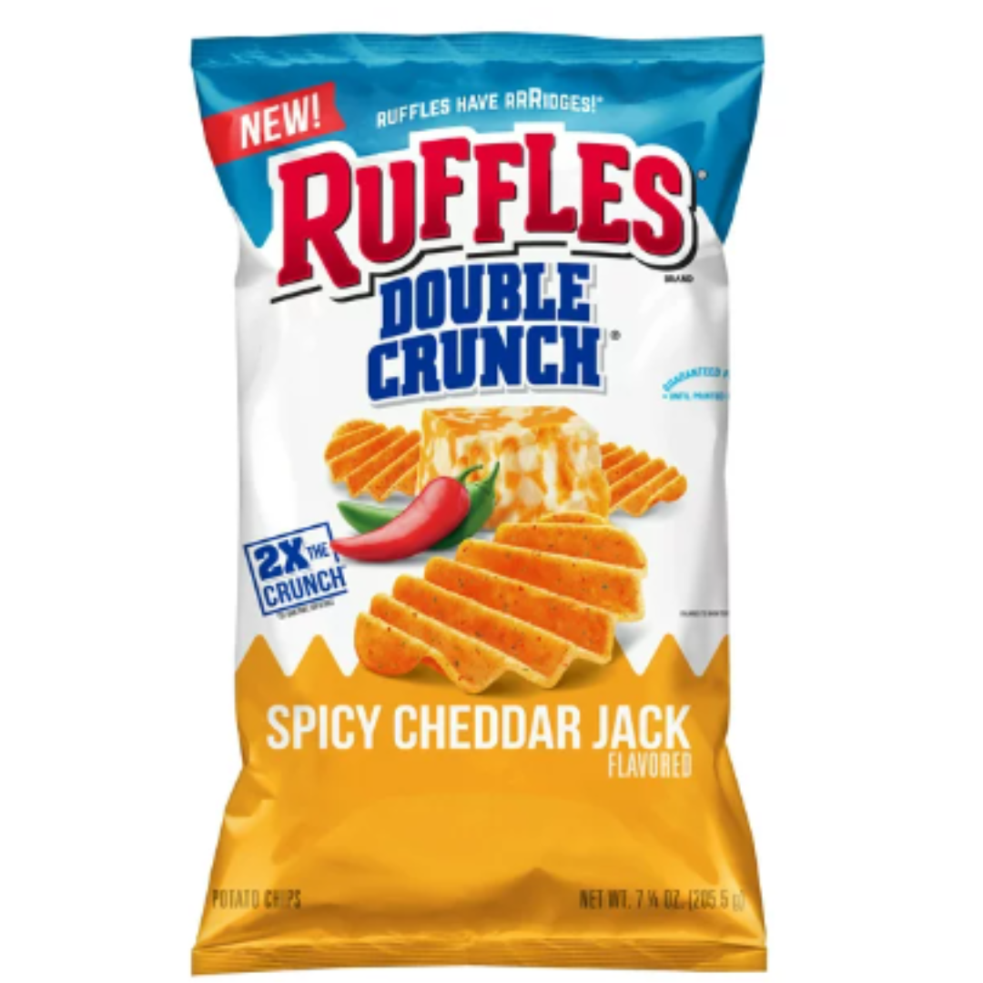 Ruffles Double Crunch Spicy Cheddar Jack Flavored Potato Chips, 7 1/4 Ounce