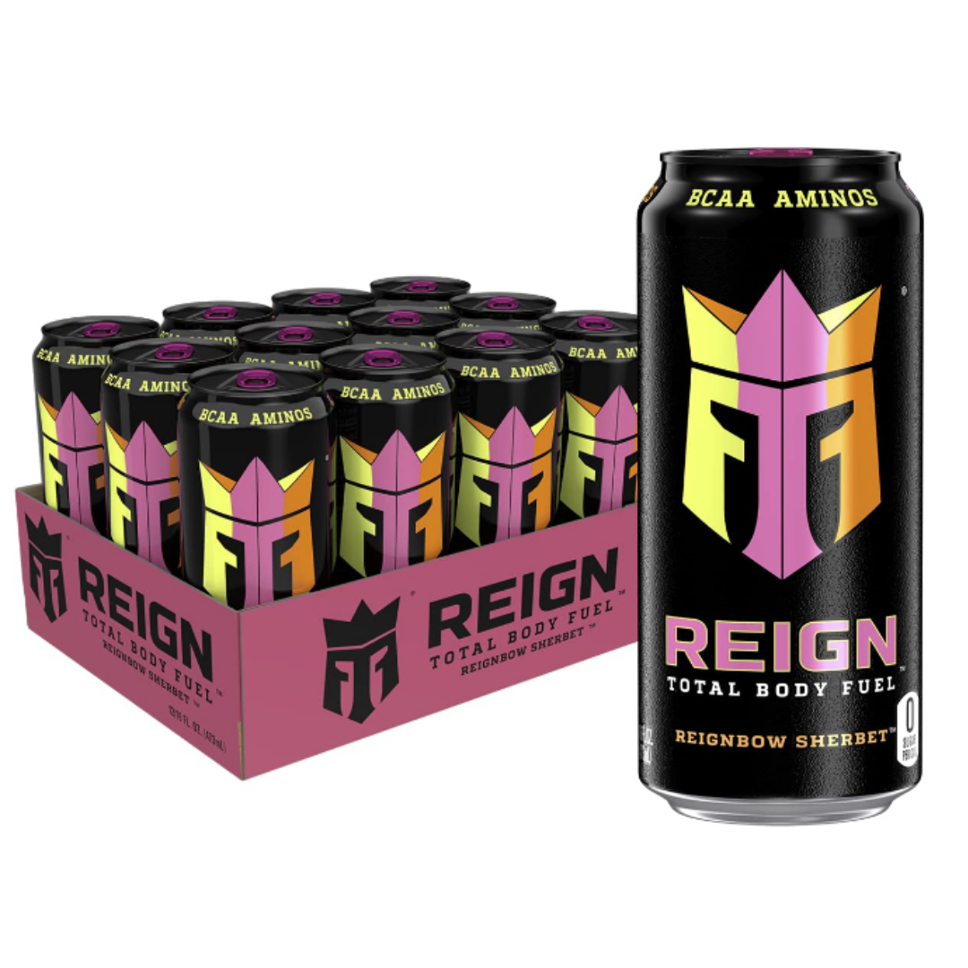 Reign Total Body Fuel, Reignbow Sherbet, Fitness & Performance Drink,16 Ounce - Pack of 12