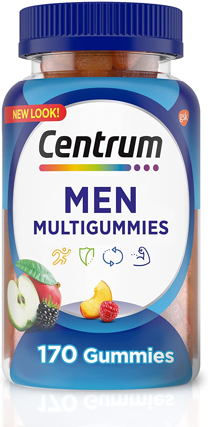 Centrum MultiGummies Gummy Multivitamin for Men, Multimineral Supplement with Selenium, Antioxidants and Vitamin D3, Assorted Fruit Flavor - 170 Count