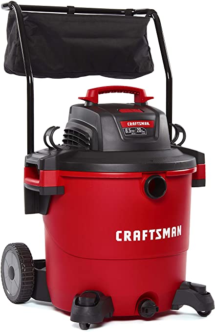 CRAFTSMAN CMXEVBE17656 20 gallon 6.5 Peak Hp Wet-Dry Vacuum with Cart, Red
