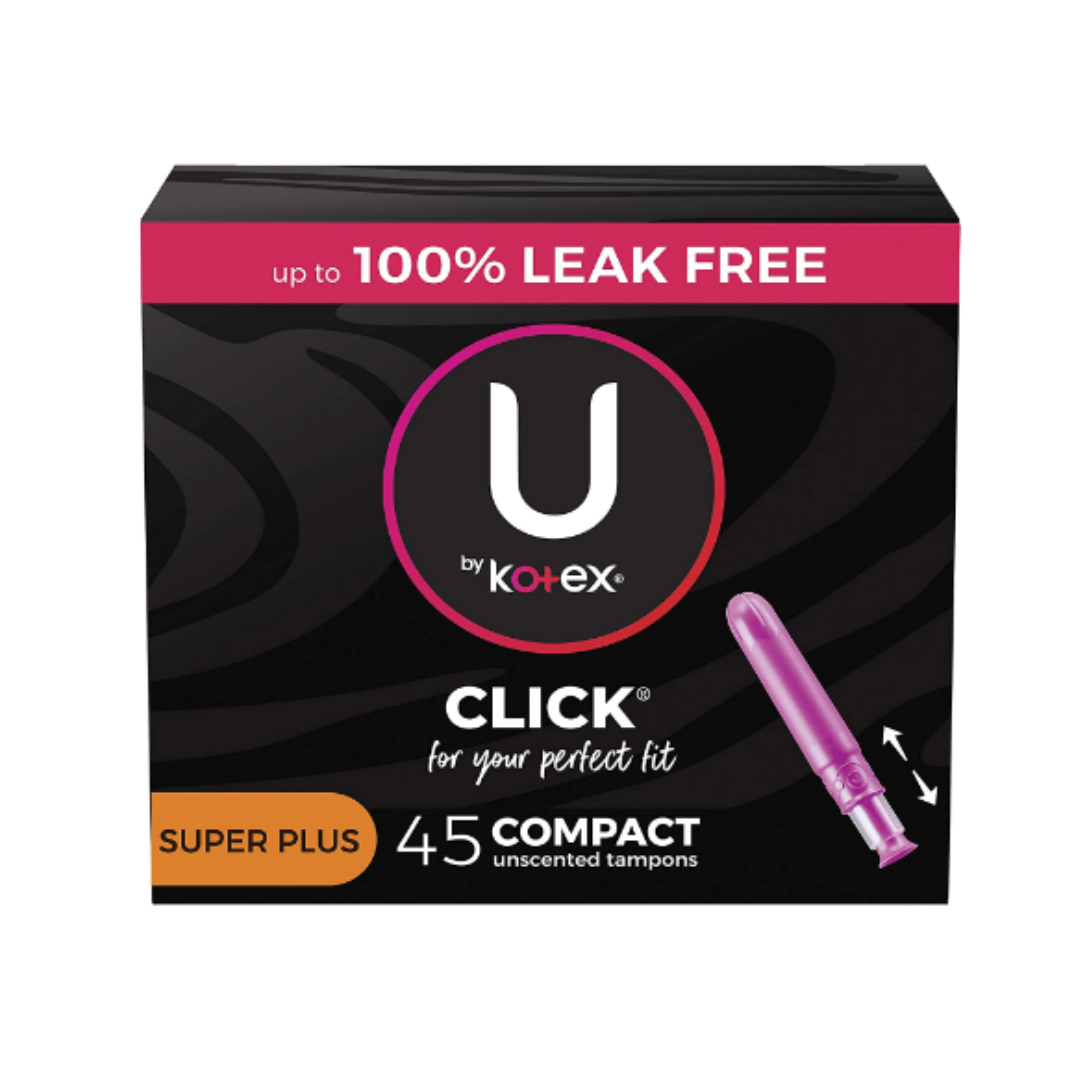 U by Kotex Click Compact Tampons Super Plus Absorbency, Unscented - 45 Count