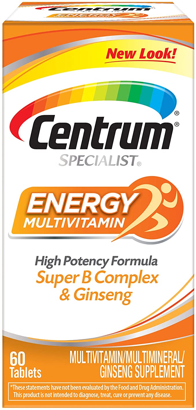 Centrum Specialist Energy Adult (60 Count) Multivitamin / Multimineral Supplement Tablet,Vitamin D3, C, B-Vitamins and Ginseng