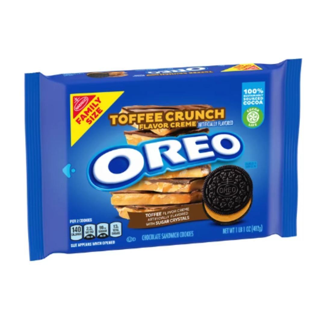 OREO Toffee Crunch Creme with Sugar Crystals Chocolate Sandwich Cookies, 17 Ounce