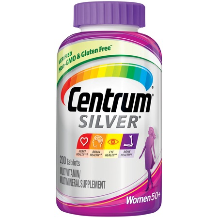 Centrum Silver Multivitamin for Women 50 Plus, Multivitamin Supplement with Vitamin D3, B Vitamins, Calcium and Antioxidants, Gluten Free, 200 Count