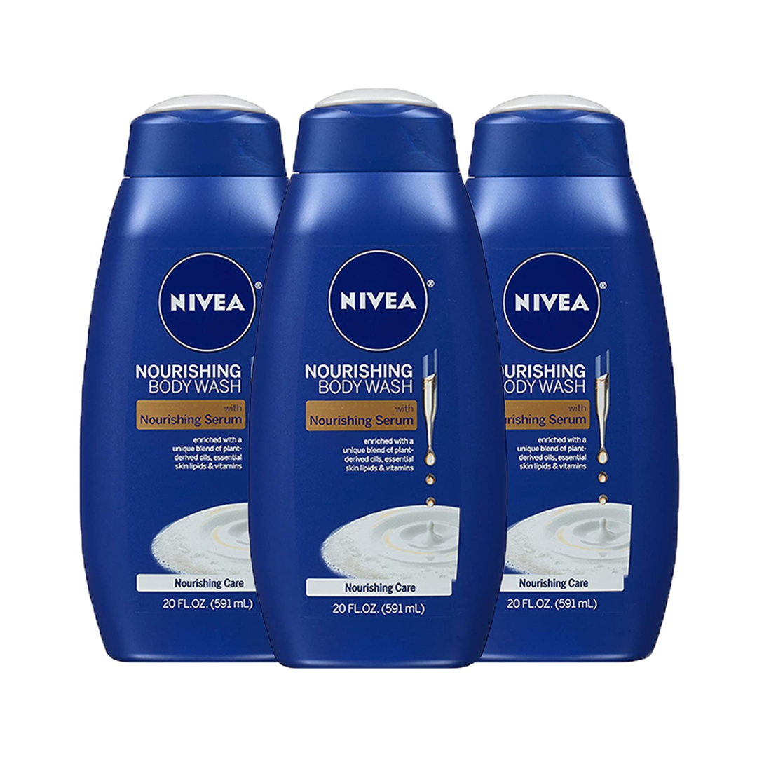 NIVEA Nourishing Care Body Wash with Serum, 20 Fl Ounce - Pack of 3