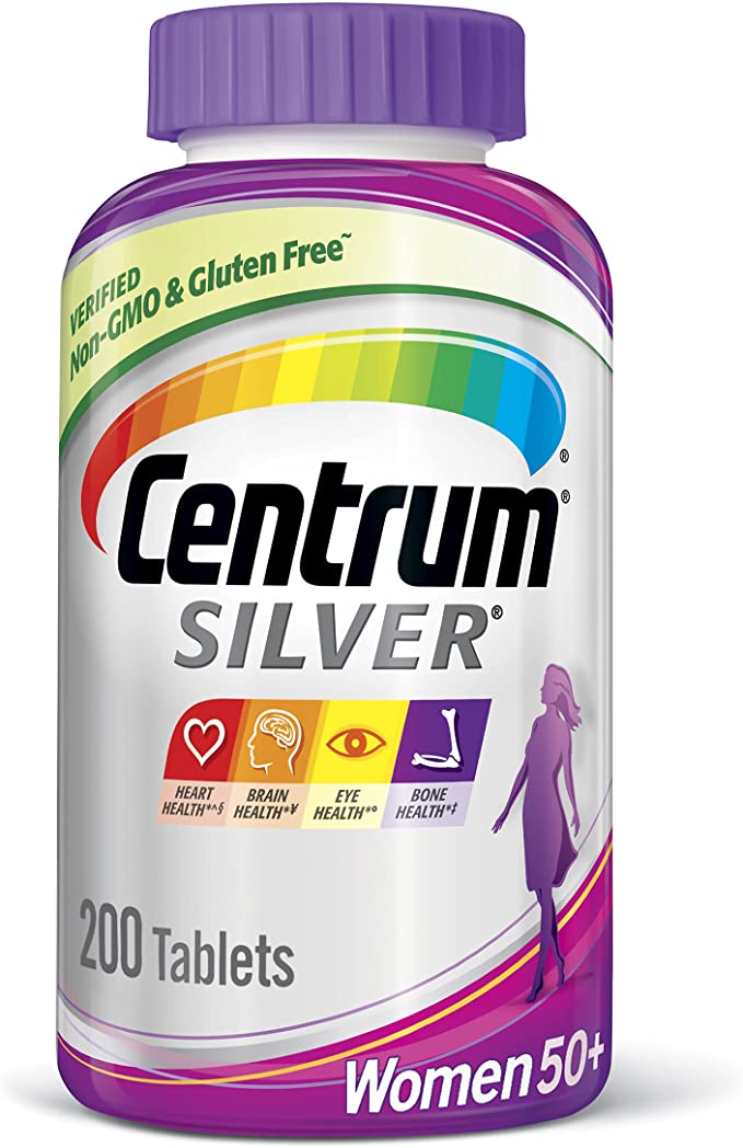 Centrum Silver Multivitamin for Women 50 Plus, Multimineral Supplement with Vitamin D3, B Vitamins, Calcium and Antioxidants, Gluten Free, 200 Count