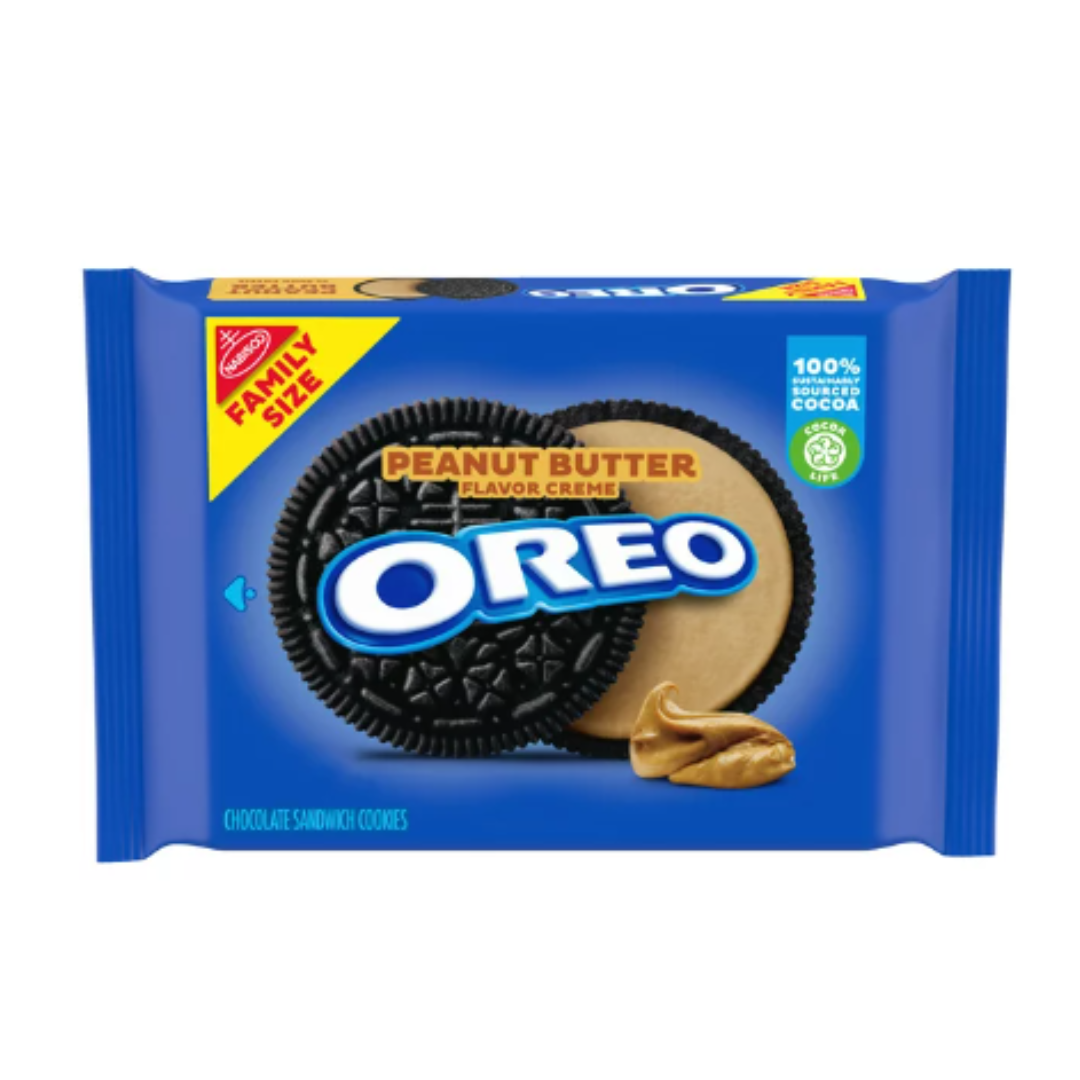 OREO Peanut Butter Creme Chocolate Sandwich Cookies, Family Size, 17 Ounce