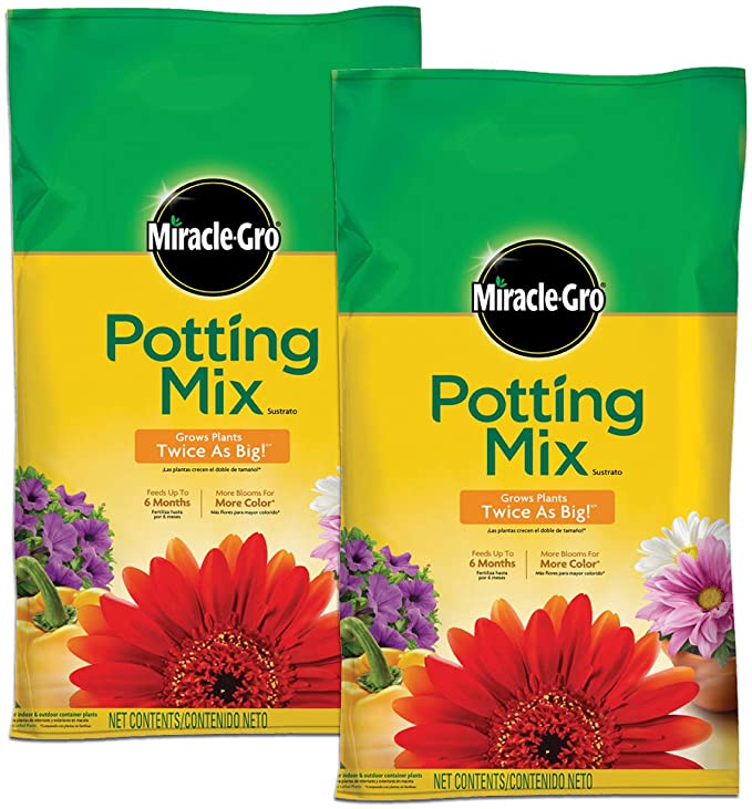 Miracle-Gro Potting Mix, 8 qt Bag, - 2 Packs