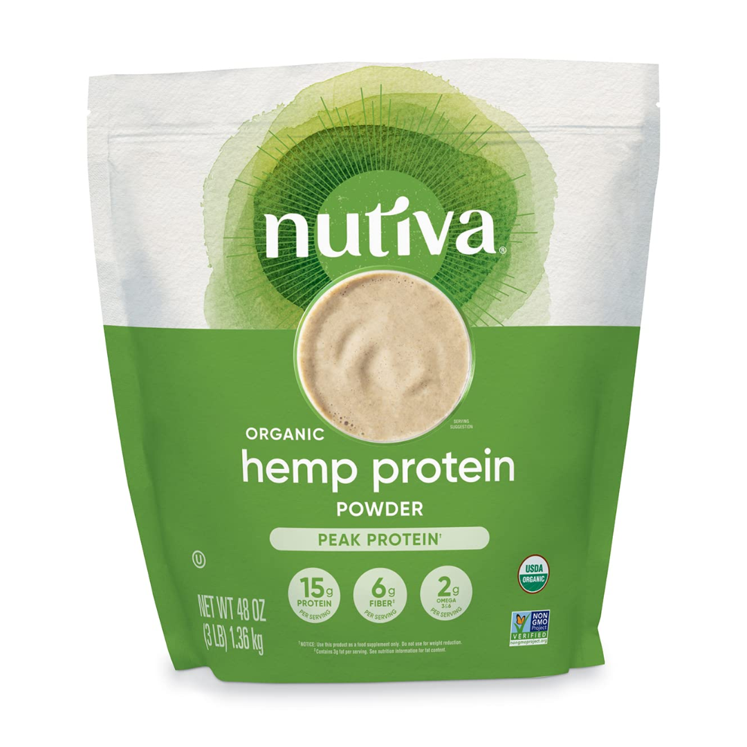 Nutiva Organic Cold-Pressed Raw Hemp Seed Protein Powder, Peak Protein, 3 Pound - Pack of 1