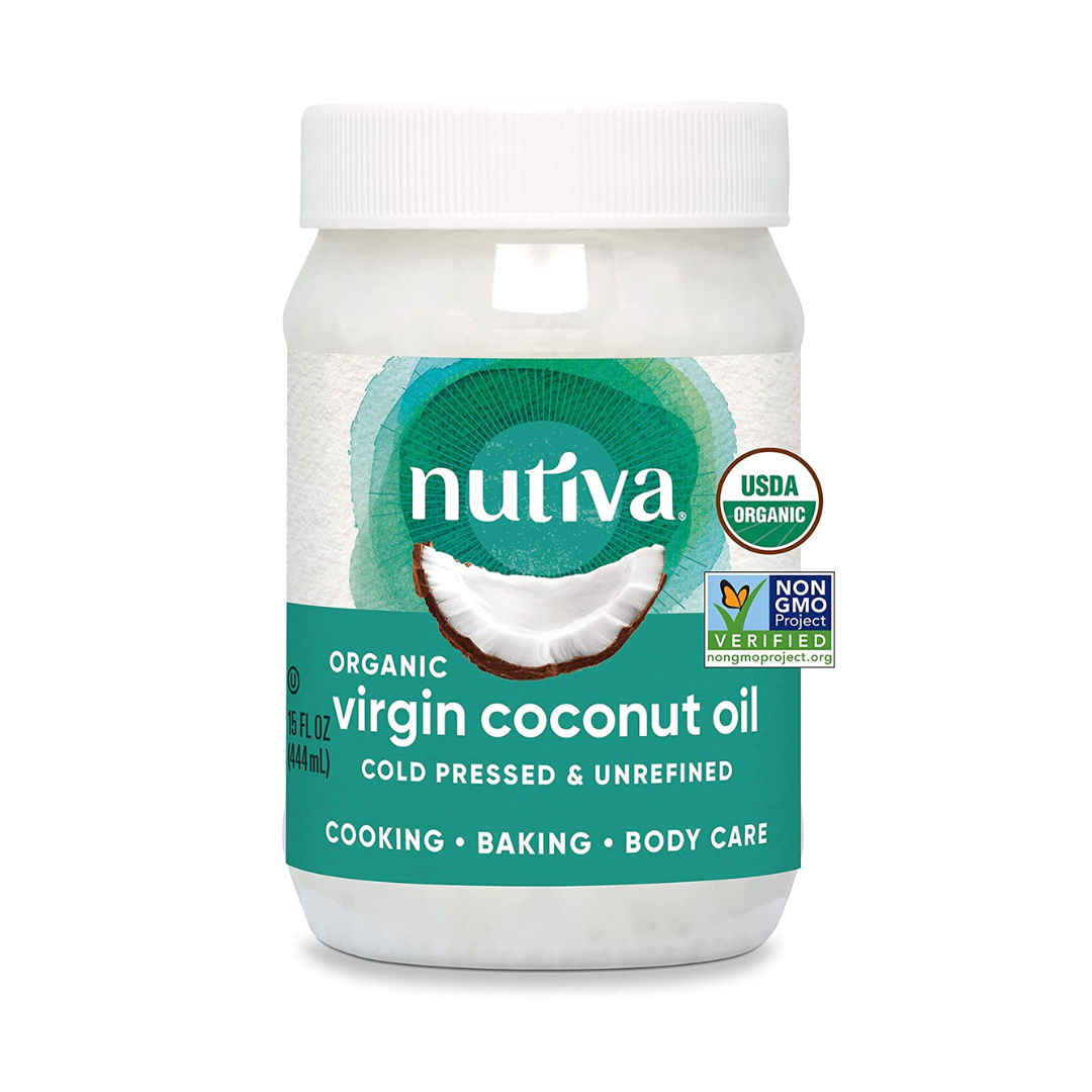 Nutiva Organic Cold-Pressed Virgin Coconut Oil, USDA Organic, Non-GMO, 15 Ounce - Pack of 1
