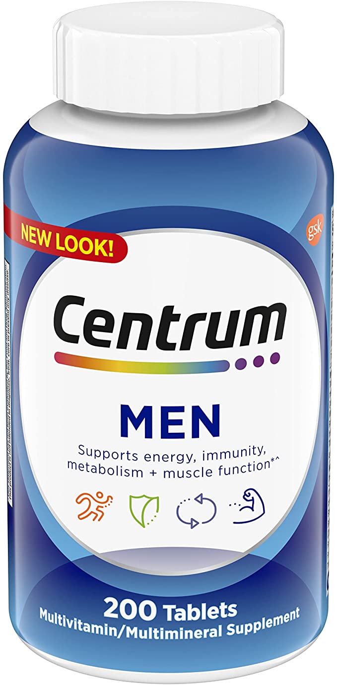 Centrum Multivitamin for Men, Multimineral Supplement with Vitamin D3, B Vitamins and Antioxidants, Gluten Free, Non-GMO Ingredients - 200 Count