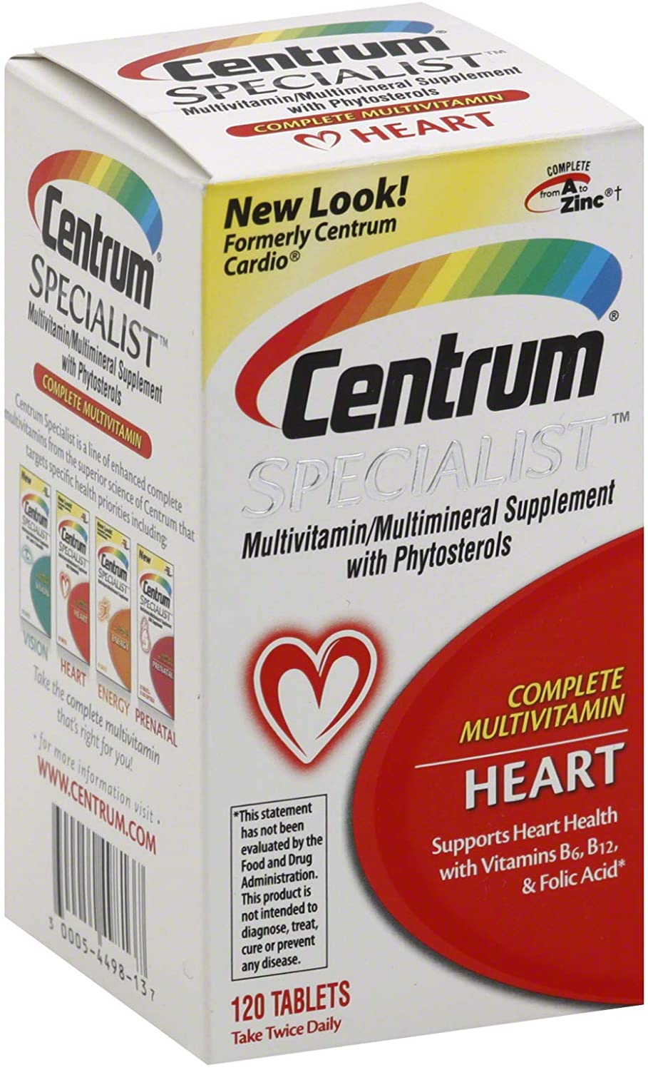 Centrum Specialist Complete Multivitamin Heart with B6/B12/Folic Acid 120 Tablets (3 Pack)