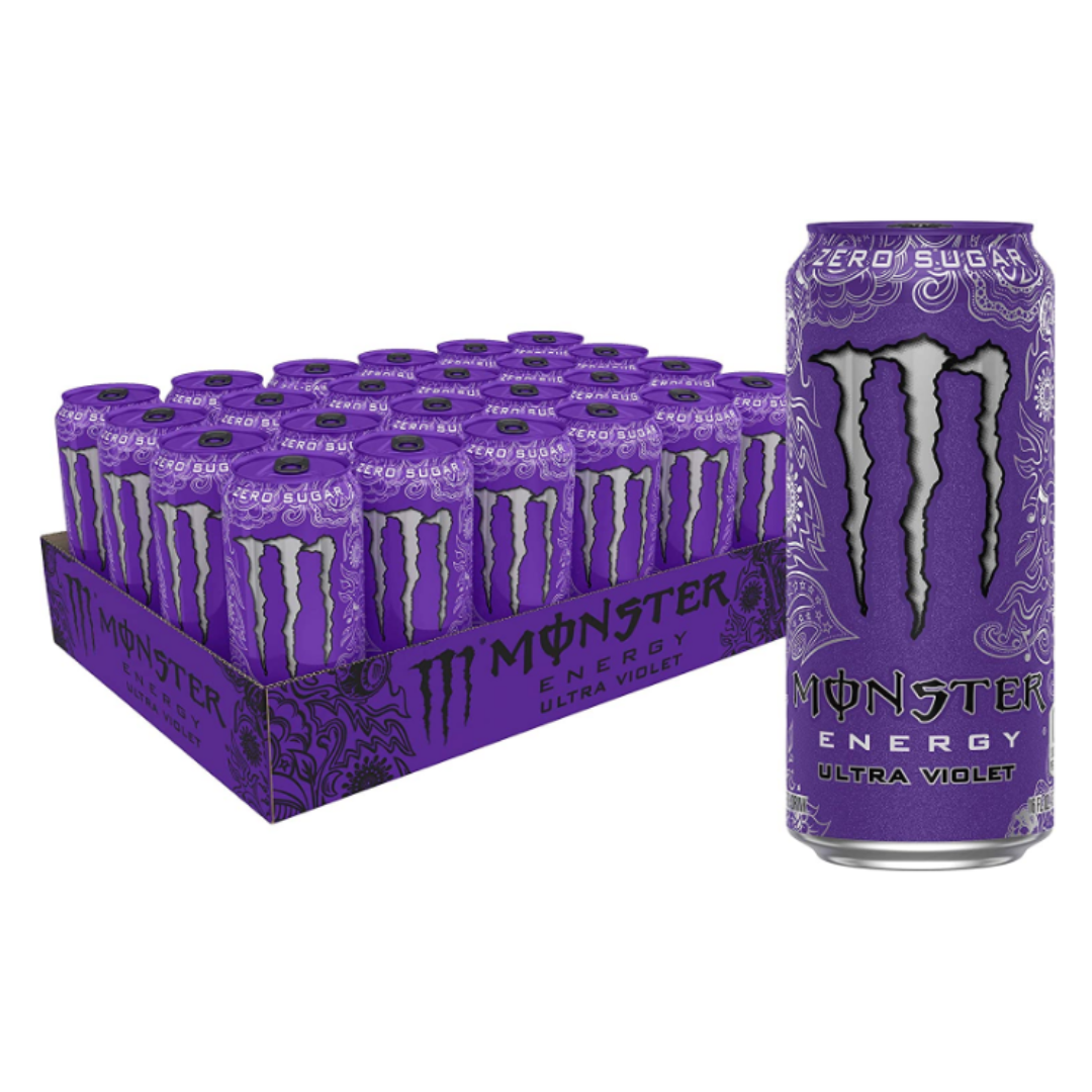 Monster Energy Ultra Violet, Sugar Free Energy Drink 16 Ounce - Pack of 24